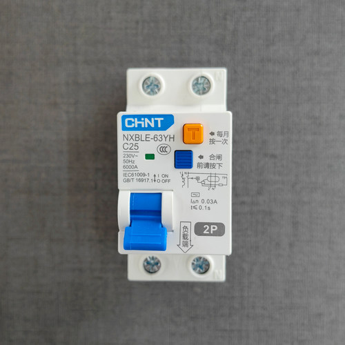 正泰漏电保护器 窄体二位NXBLE-63YH 2PC25A带漏电保护开关2P25安