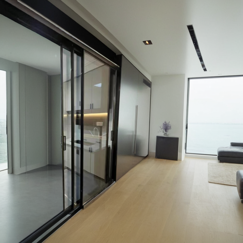 极窄推拉门三联动推拉门平开门哑口套