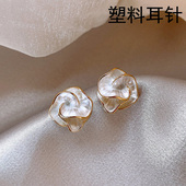 硅胶塑料针抗敏感耳钉养耳洞法式 高级气质耳饰山茶花滴油花朵耳环