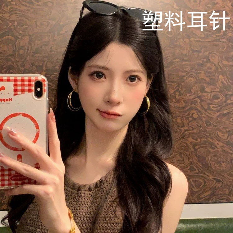 养耳洞塑料针防过敏简约素圈耳钉