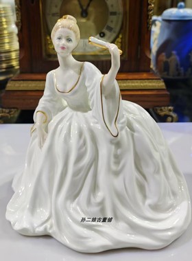 英国原产Coalport镏金骨瓷淑女瓷偶家居装饰摆件手工制作中古绝版