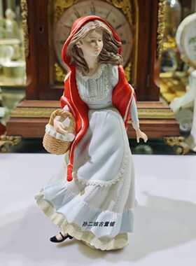 英国原产Wedgwood立体浮雕童话故事小红帽瓷偶家居装饰摆件中古
