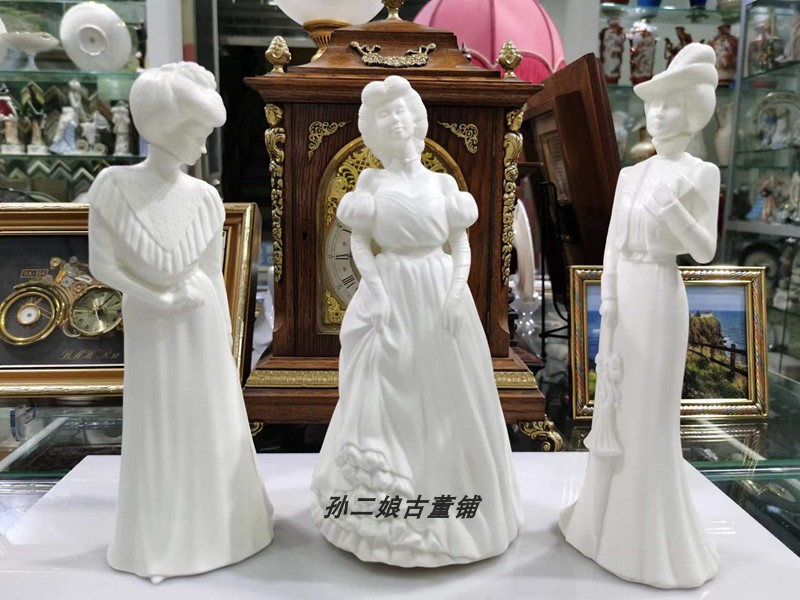 英国名瓷Royal worcester精骨瓷纯白早中晚淑女瓷偶家居装饰摆件