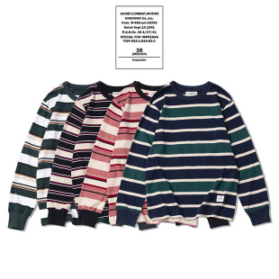 OKONKWO 海魂衫 280克厚款 T恤 条纹长袖 重磅圆领男士 新款