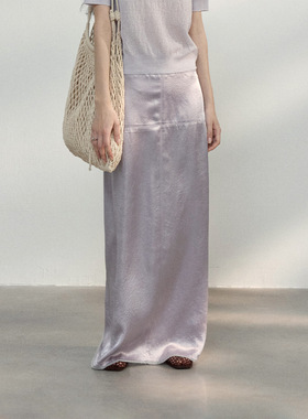 新款 [共线]COE春季透气舒适醋酸直身廓形下摆拼纱半身裙C5027