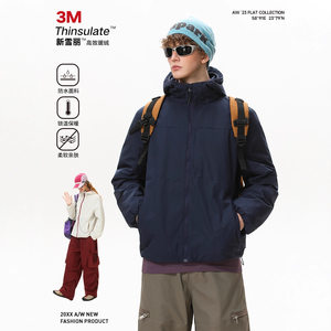 杰克传洋男装3M新雪丽棉衣轻量化三防基础款连帽机能外套冬季棉服