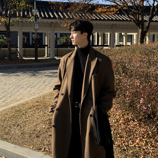 ASCLO男装韩版秋冬加厚毛呢大衣中长款过膝冬季风衣呢子外套大衣