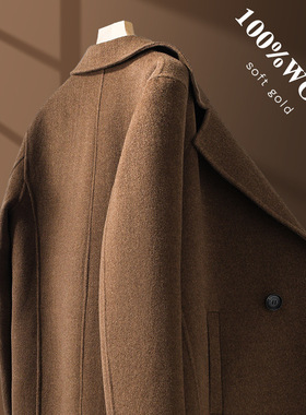 冬季中长款双面羊绒大衣男双排扣西装领羊毛呢子外过膝务修身风衣