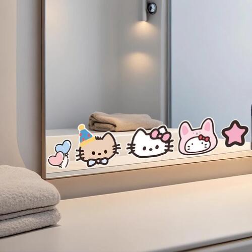HelloKitty浴室镜子贴纸装饰小图案自粘卫生间遮挡神器高级感玻璃