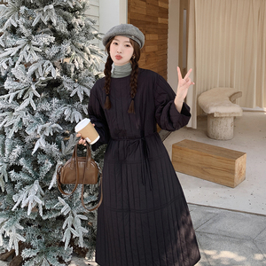 新款法式复古夹棉长款连衣裙棉服2C119-5167-P145-K218图片