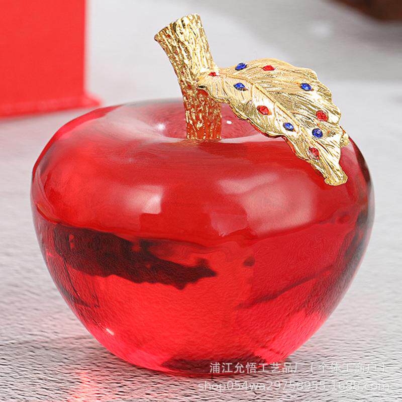 水晶苹果装饰品礼物平安夜红苹果水晶礼品琉璃苹果摆件圣诞节礼品