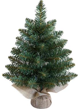 跨境热卖圣诞节桌面圣诞树45CM60CM尖头绿色PVC麻布底座家庭装饰