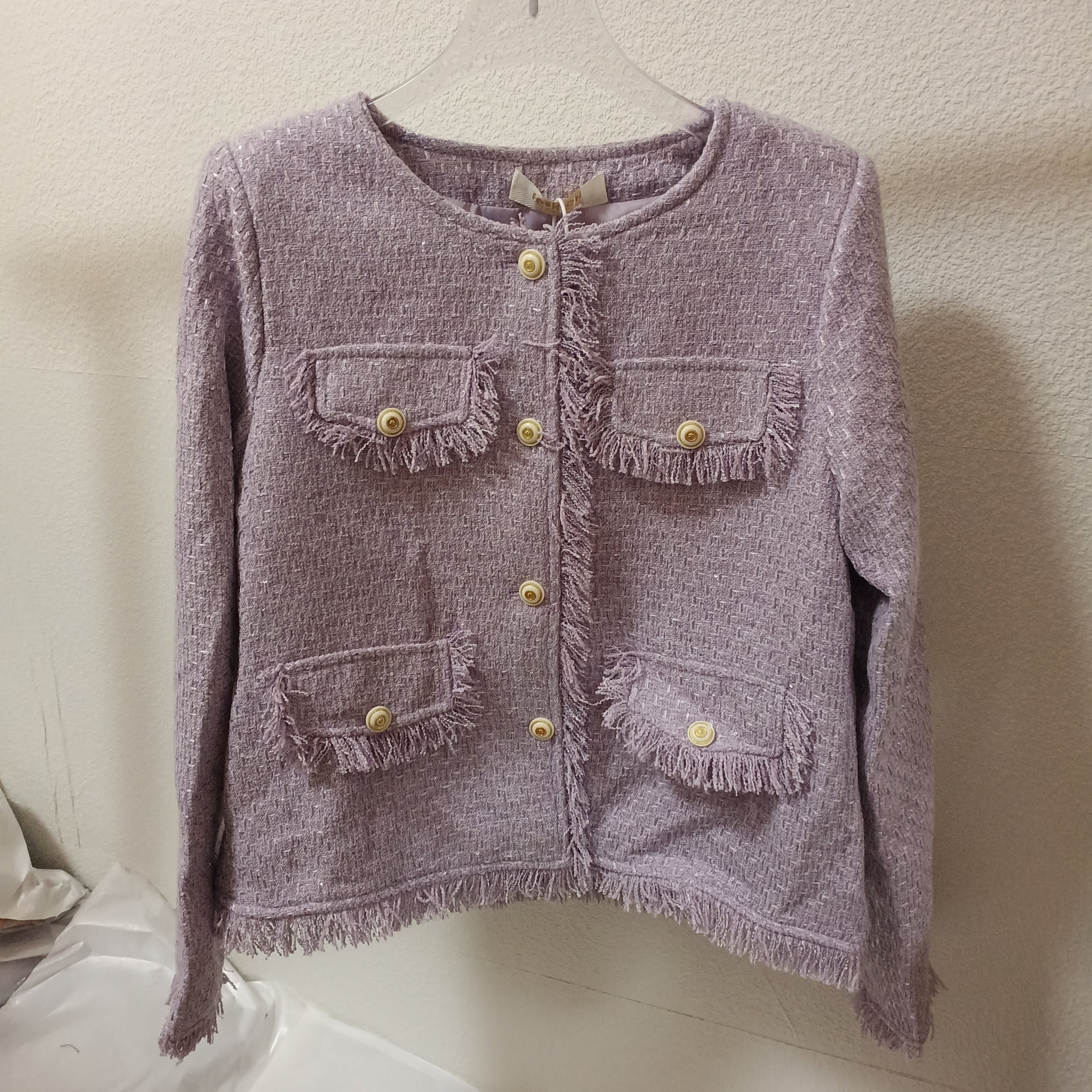 时尚小香风编织小亮片流苏外套女2026新款高级感气质优雅外搭上衣,女装/女士精品,短外套,淘宝优惠券,粉丝福利购,淘宝优惠卷