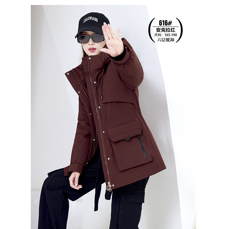 2025新款616羽绒服九半成品冬季女装中长脱卸派克衣皮壳翻新定做