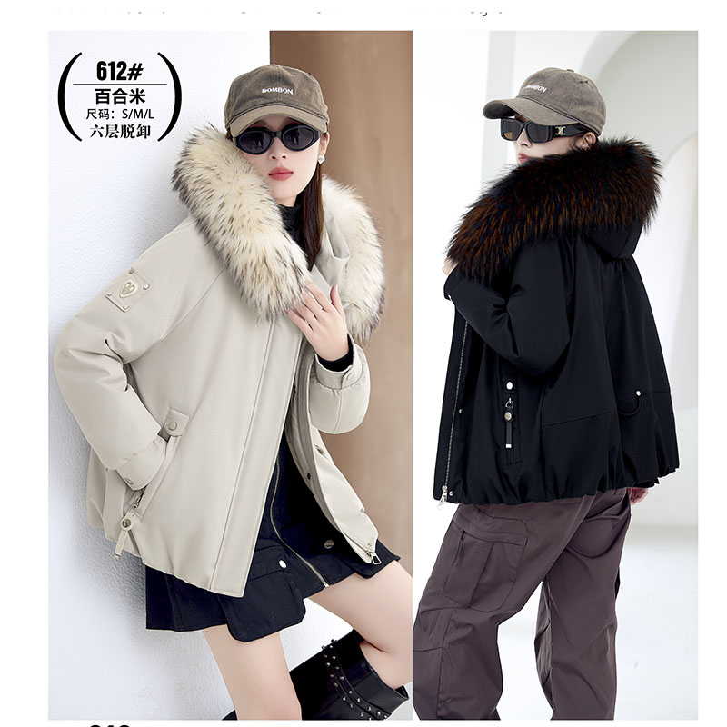 2025新款612羽绒服九半成品冬季女装中长脱卸派克衣皮壳翻新定做