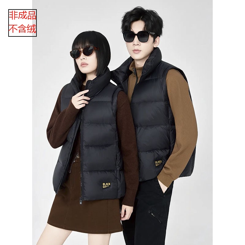 2025新款01男装短款情侣装羽绒马甲夹九半成品冬衣皮衣壳翻新定做