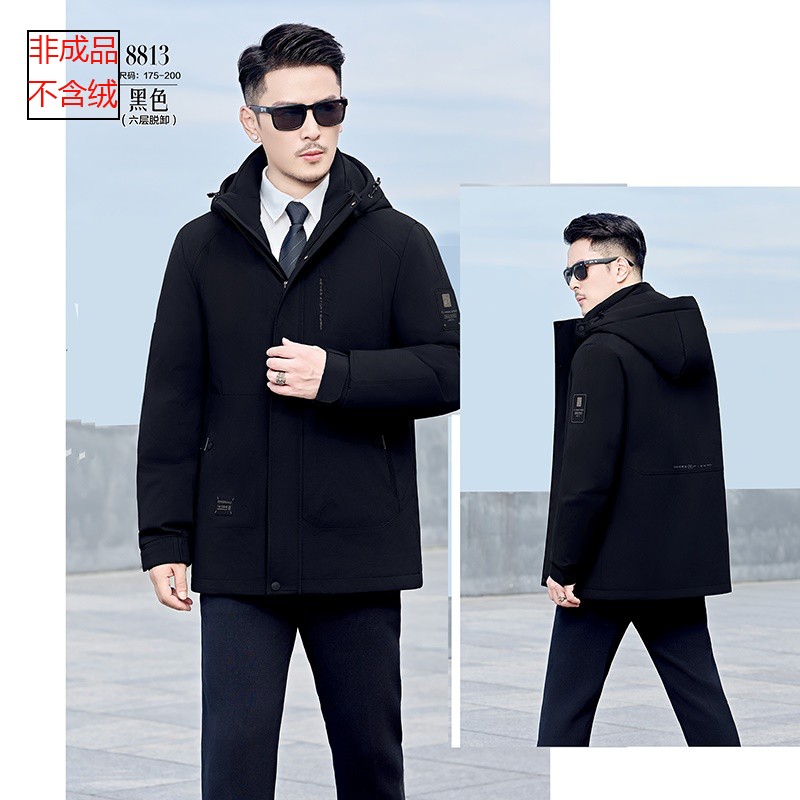 2025新款8813男一手羽绒服九半成品冬脱卸派克服衣皮衣壳翻新定做