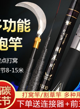 湖库川 碳素打窝竿超轻超硬8-15米长节钓鱼竿可换把 传统调炮竿