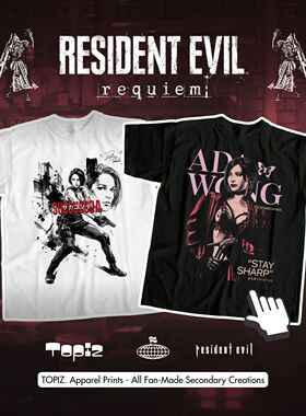 RESIDENT EVIL生化危机安魂曲美式复古直喷短袖T恤男女大码 TOPIZ