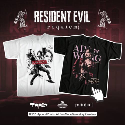 RESIDENT EVIL生化危机安魂曲美式复古直喷短袖T恤男女大码 TOPIZ