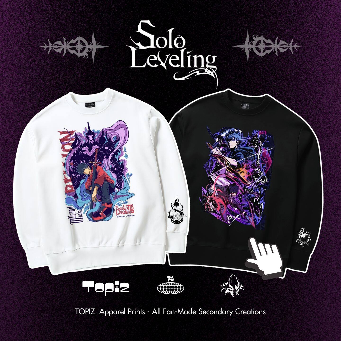 我独自升级印花卫衣男女圆领