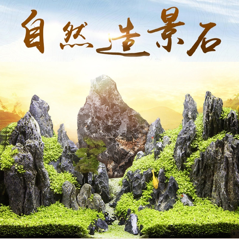 青龙石鱼缸造景真石头酸洗松皮石水草缸套餐假山大小块型摆件天然