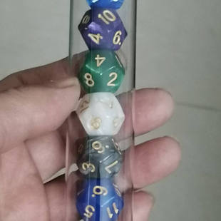 12面数字骰子正十二面体珍珠幻彩金字白字桌游跑团透明管7粒筛子