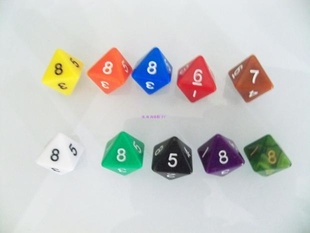 8面数字色子教具多面筛子桌面游戏龙与地下城八面骰子桌游配件