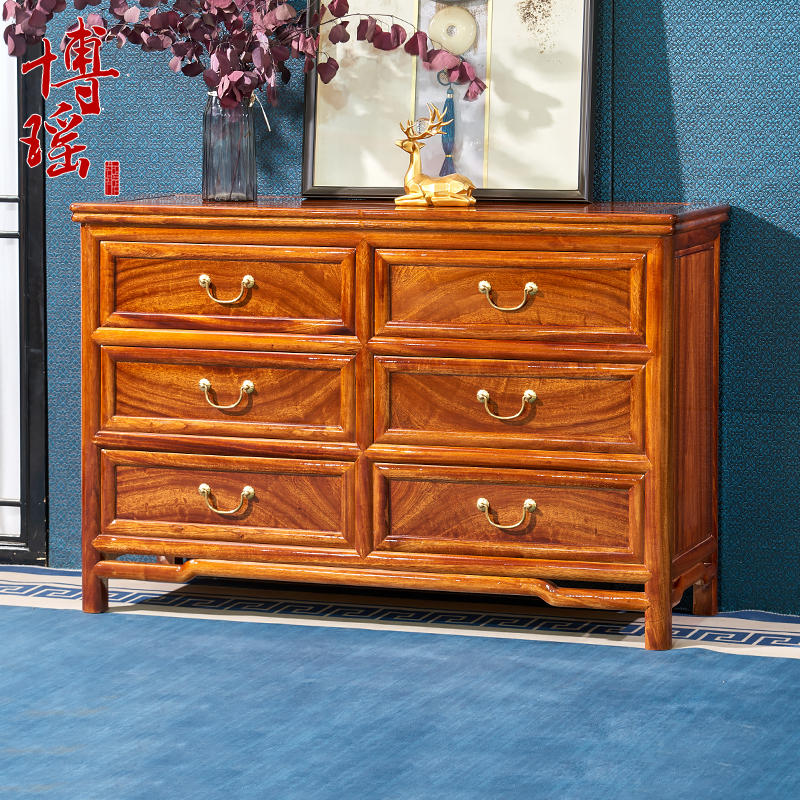 香樟木实木五斗柜新中式收纳柜客厅卧室储物文件全樟木老料六斗橱