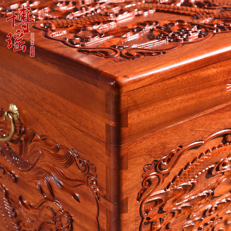 博瑶香樟木箱子结婚实木雕花收藏箱婚嫁陪嫁箱字画箱书画箱储物
