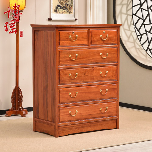 博瑶香樟木五斗柜中式抽屉柜衣橱