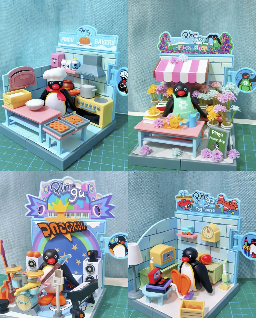 正版pingu梦想小屋系列盲盒积木拼装摆件手办礼物潮流玩具公仔女