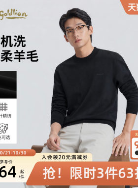 【绵羊毛】金利来毛衣男士秋冬新款休闲圆领高级感针织衫男生