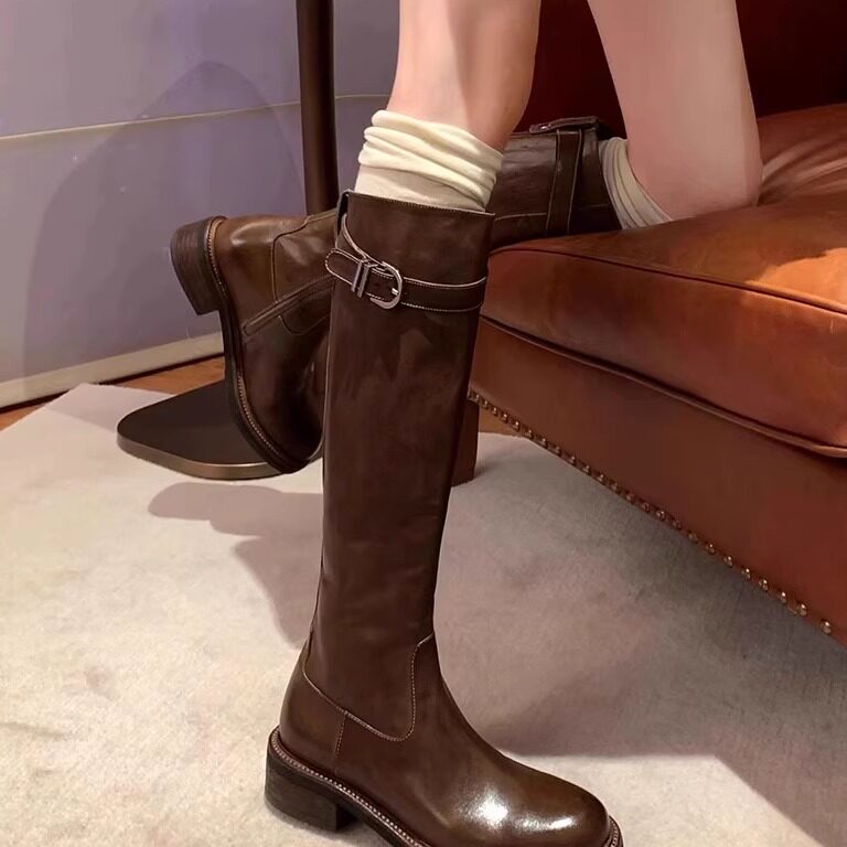 真皮~爆款长筒靴女秋冬新款