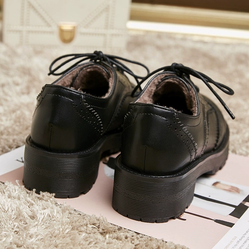 Туфли, утепленная обувь для кожаной обуви на платформе в английском стиле, осенние, 2022