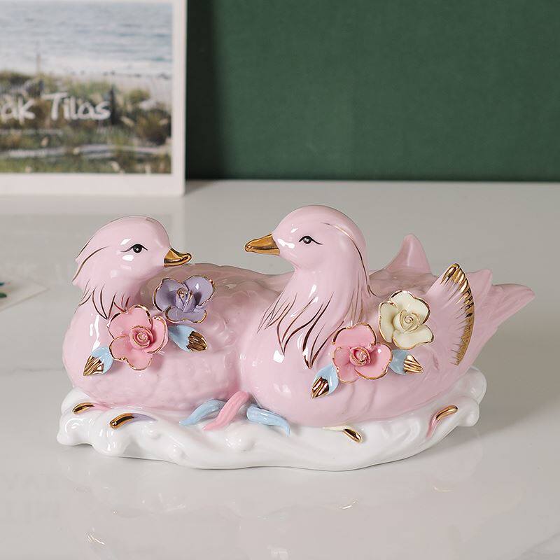 百年好合鸳鸯戏水鸳鸯摆件一对夫妻和睦喜庆家居卧室床头装饰品