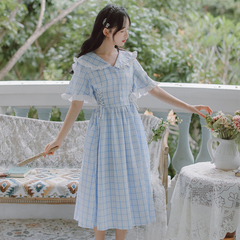 Real French doll collar Plaid Dress