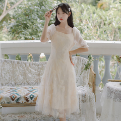 Big picture photo French retro niche mesh tea skirt