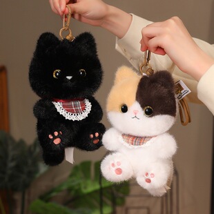 可爱小花猫公仔小挂件毛绒玩具黑猫三花猫暹罗猫玩偶布娃娃礼物女