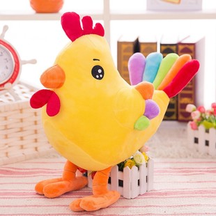 可爱鸡年吉祥物小公鸡公仔玩偶五彩鸡毛绒玩具儿童卡通生肖鸡娃娃