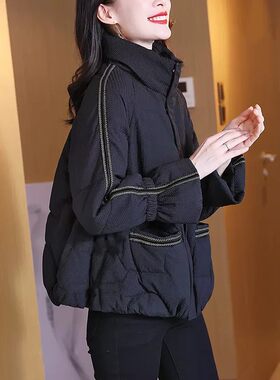 反季清仓冬新款保暖羽绒棉服女保暖加厚外套2026肌理黑色棉衣上衣
