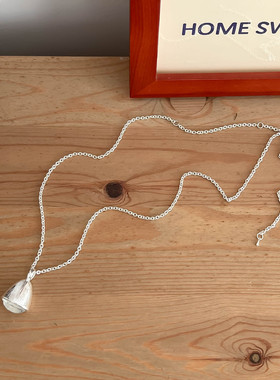 好饰 韩国博主同款银色松果吊坠项链女简约ins冷淡风高级感长款链