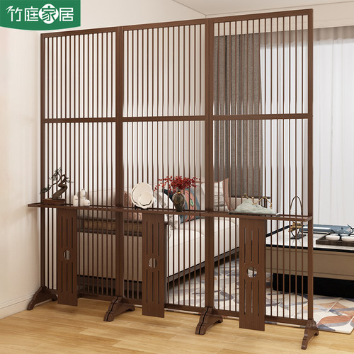 屏风隔断客厅新中式玄关入户正对门遮挡格栅屏家用简约可移动座屏
