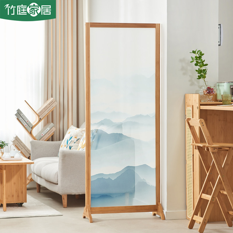 新中式屏风隔断入户正对门客厅现代简约玄关进门遮挡日式布艺座屏