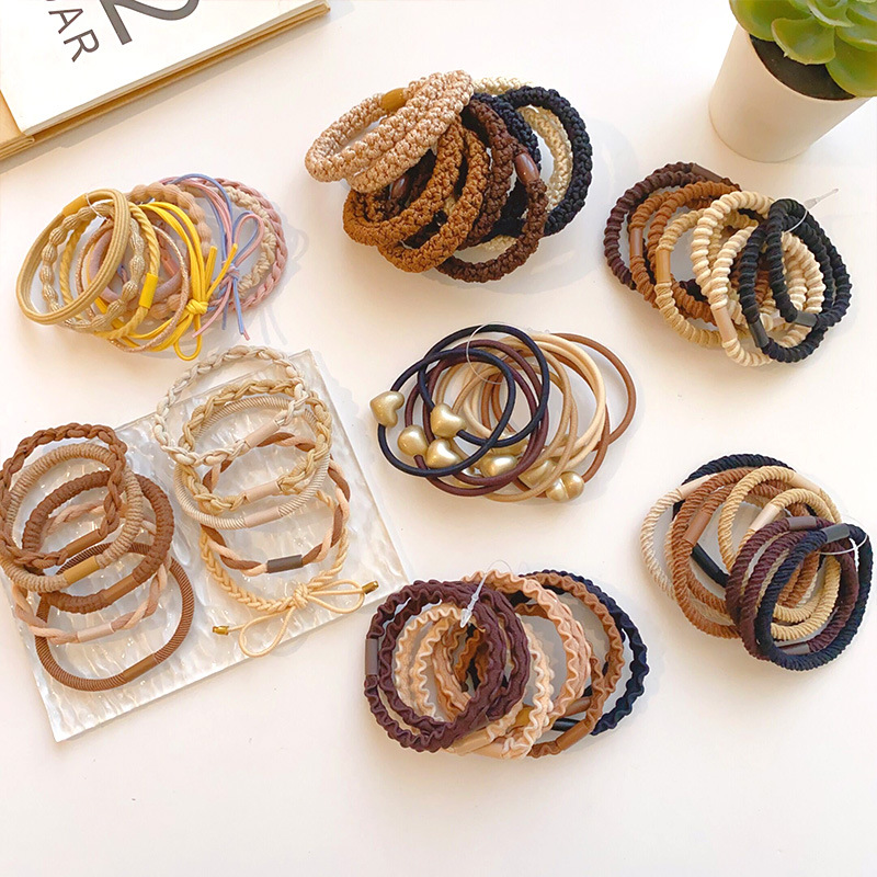 10根高弹力皮筋女扎头绳编织发圈韩国皮套女头绳网红加粗发绳头饰