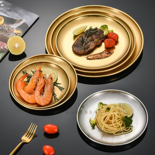 华合304不锈钢圆形小吃盘