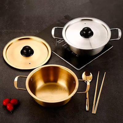 韩式不锈钢泡面锅双耳宿舍单人小火锅拉面锅方便面锅电磁炉专用锅