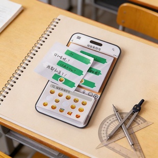 绿泡泡聊天框便签纸带emoji表情贴纸上课搞怪传信小纸条留言便签