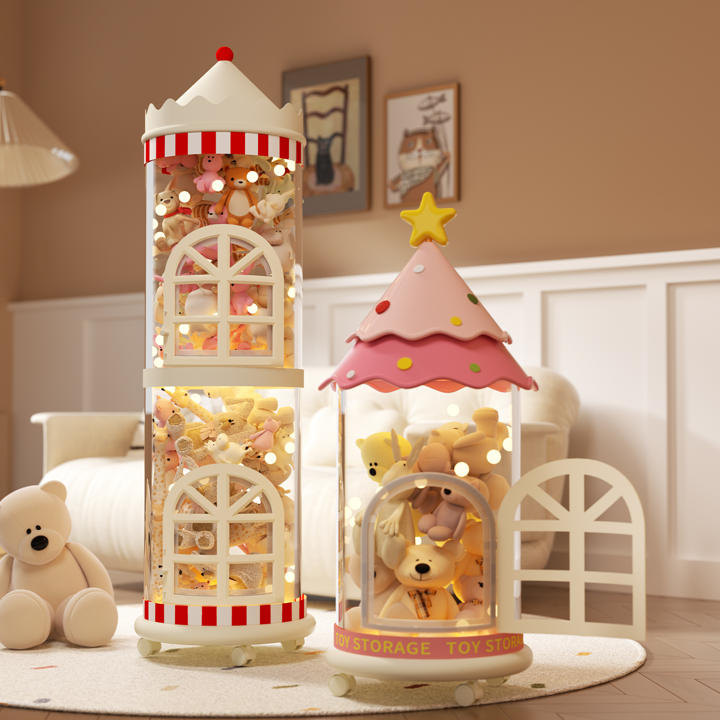 娃娃收纳桶多层毛绒玩具整理神器