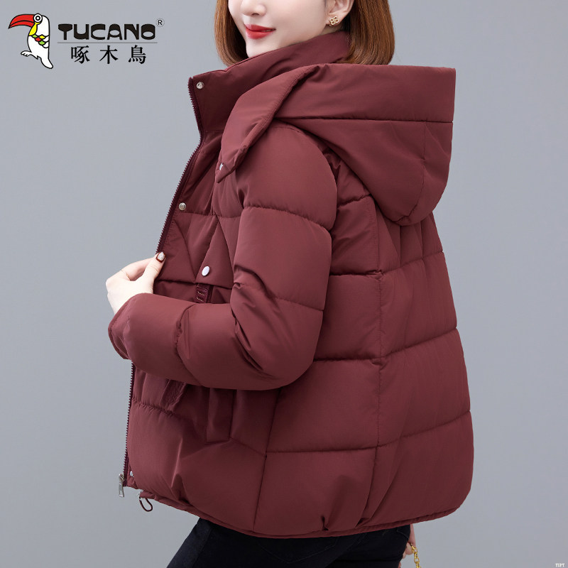啄木鸟棉衣女款2025冬季新款妈妈加厚保暖棉服女士洋气小棉袄外套